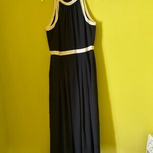 Ann Taylor Navy & Cream Colorblock Maxi Dress